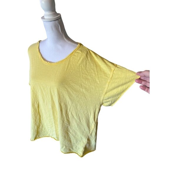 Anthropologie Pilcro Yellow Loose Fit Short Sleeve Top Plus Size 2x Split Back - Picture 4 of 8